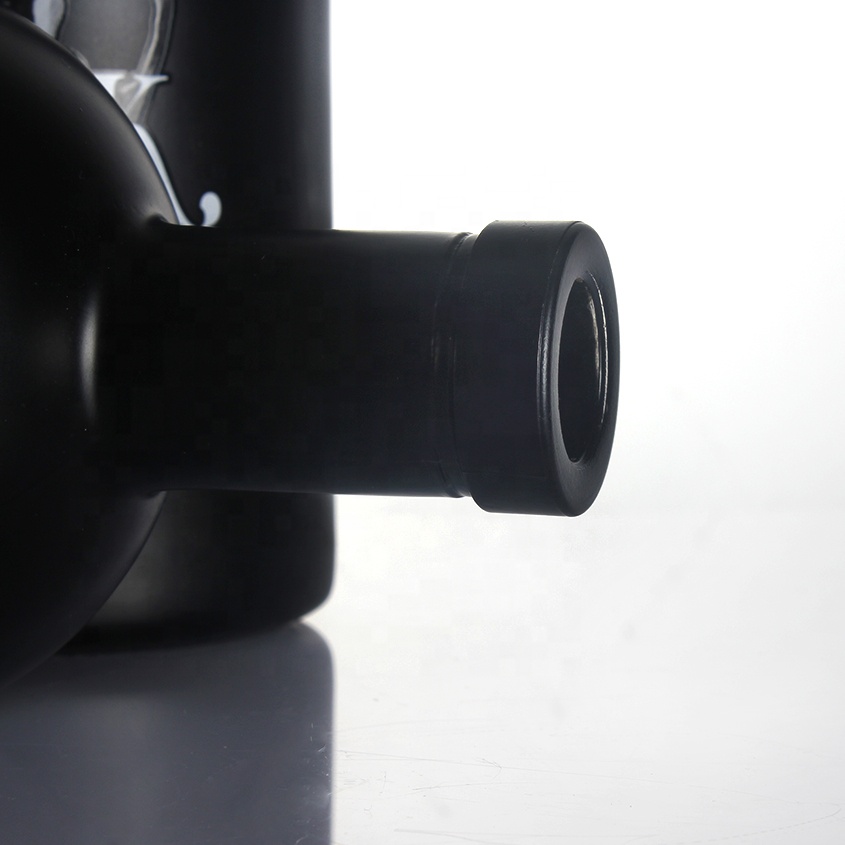 promotional spraying engraved custom logo screw cork top rum gin tequila tall 375ml 750 ml glass liquor black matte bottle