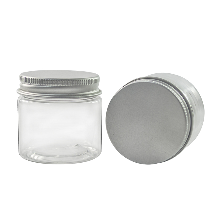 provide sample 30g 40g 50g 60g 80g 100g 150g 200g 250g 500g round clear PET plastic candy pet jar with aluminum lid