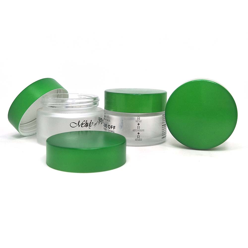 ps cosmetic jar elegant cosmetic jar matte glass round cosmetic cream jar with custom painting green lids