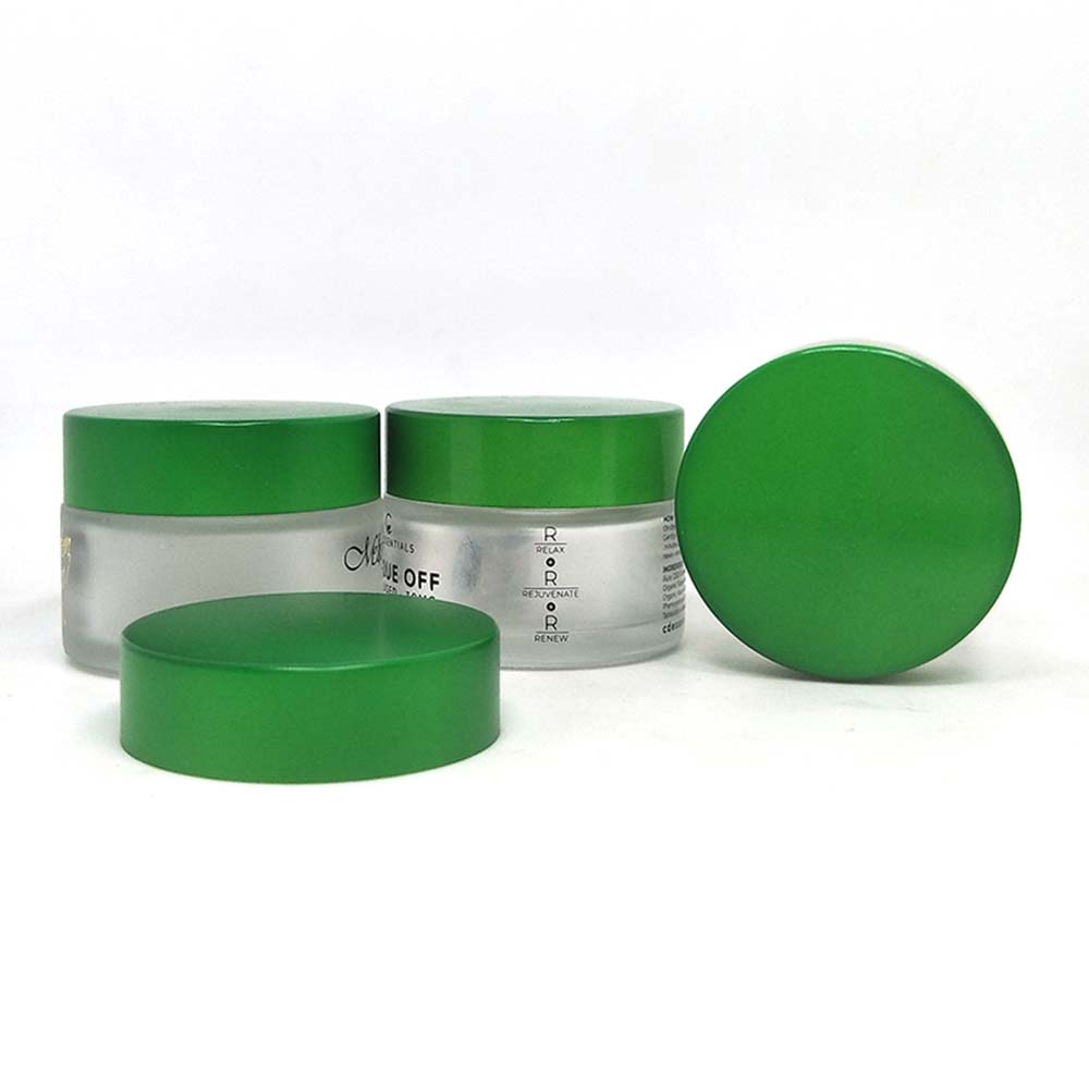 ps cosmetic jar elegant cosmetic jar matte glass round cosmetic cream jar with custom painting green lids