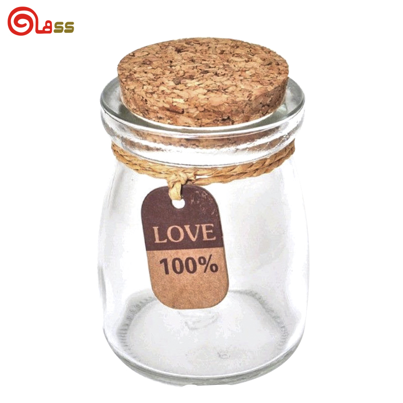 pudding bottle candy jar glass pudding bottle with cork lid