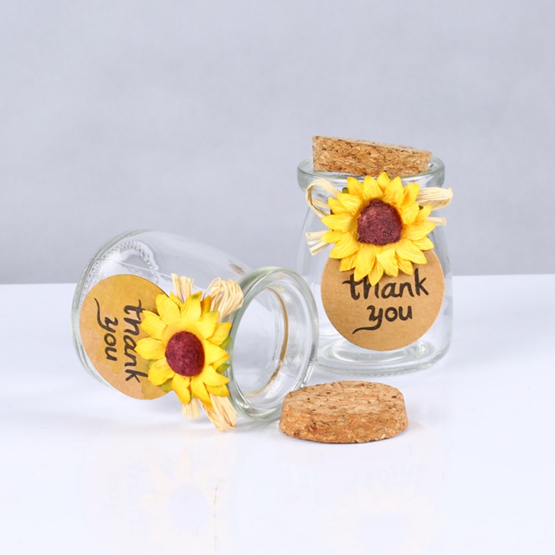 pudding jar candy jars glass milk pudding bottle with cork lid/wedding gift bottle