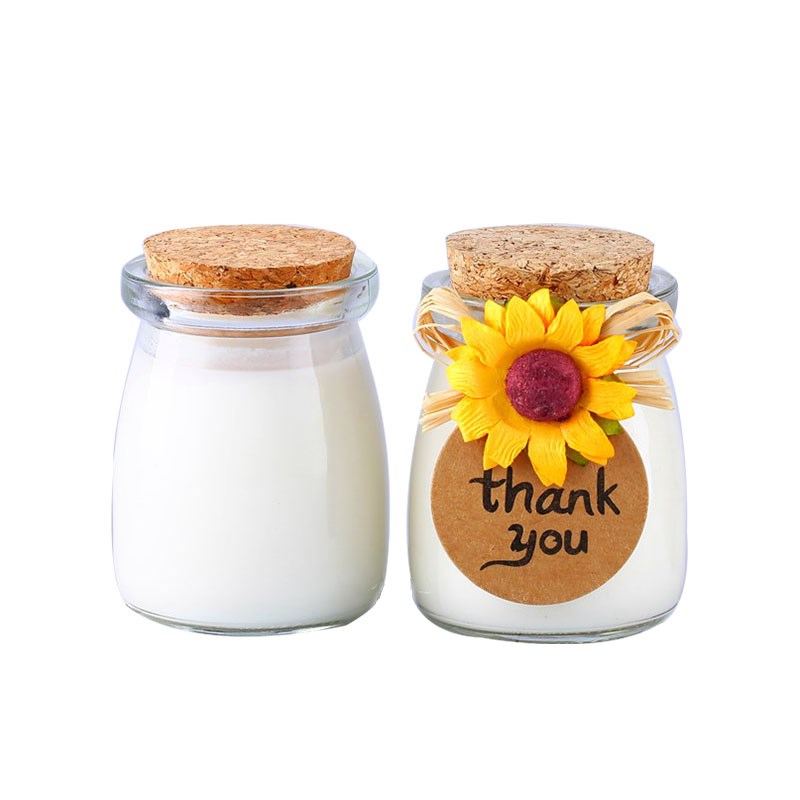 pudding jar candy jars glass milk pudding bottle with cork lid/wedding gift bottle