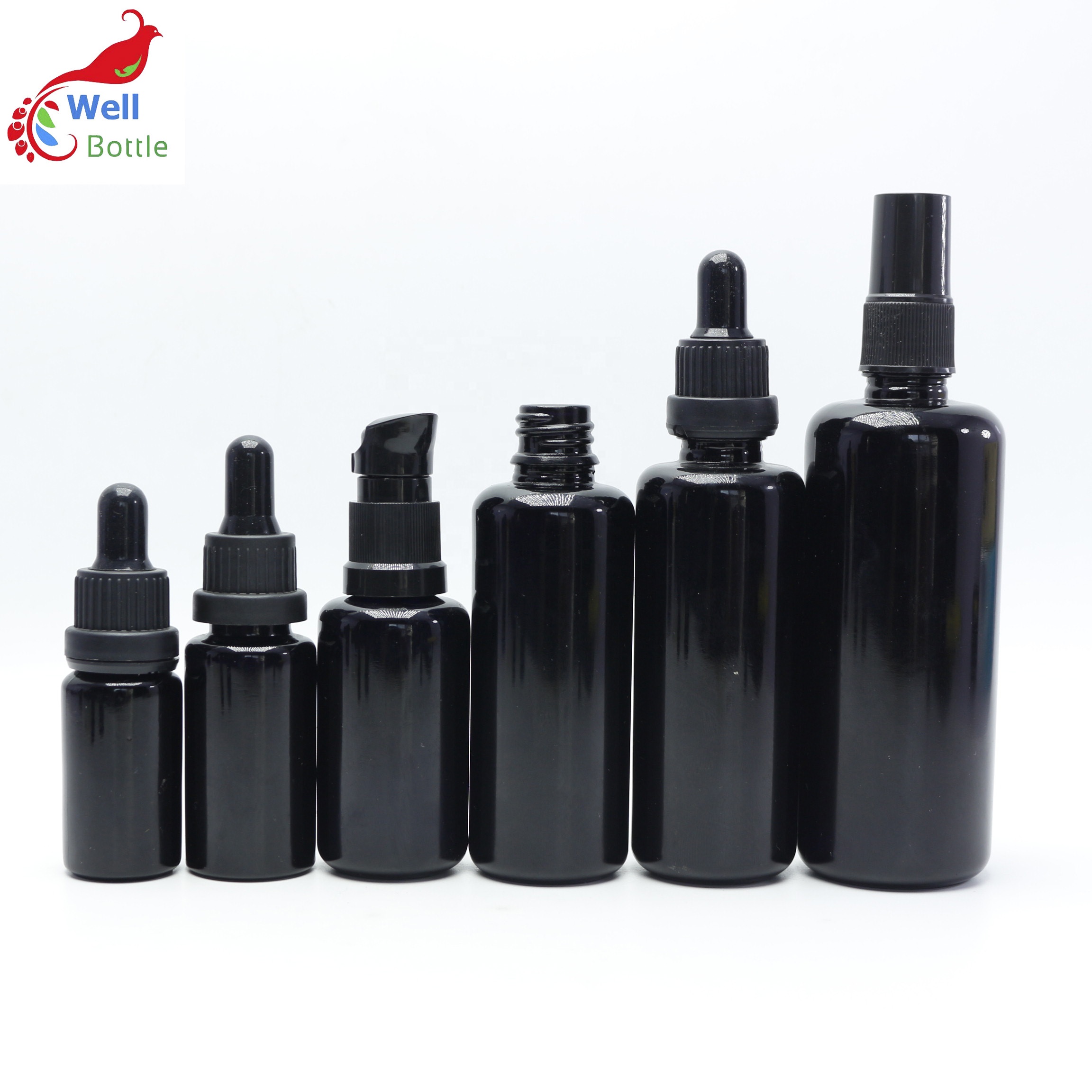 purple glass essential oil bottle with pump DV-29S