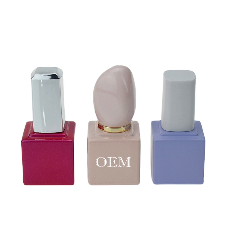 purple12ml cirlcle empty gold nail polish bottle with brush 15ml