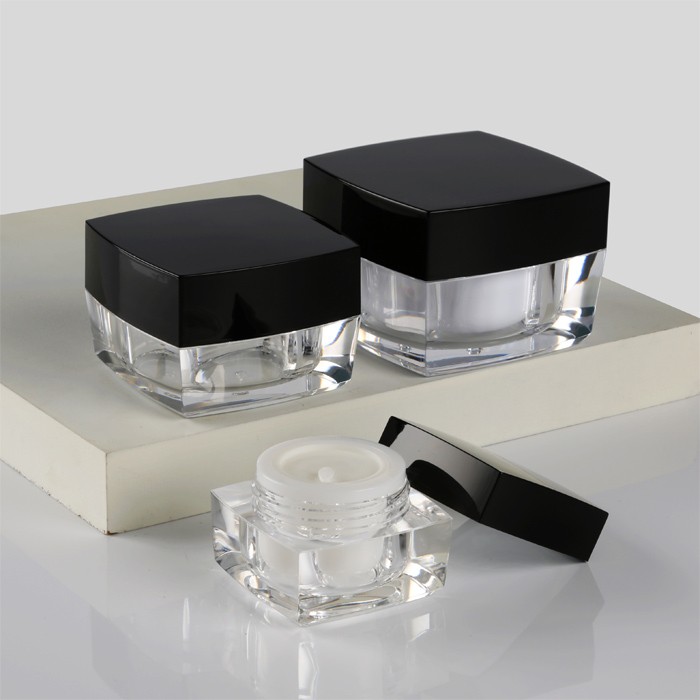 quality cosmetic container empty square acrylic cream Jars 5g 10g 15g 30g 50g