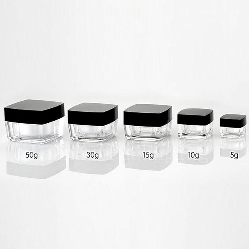 quality cosmetic container empty square acrylic cream Jars 5g 10g 15g 30g 50g