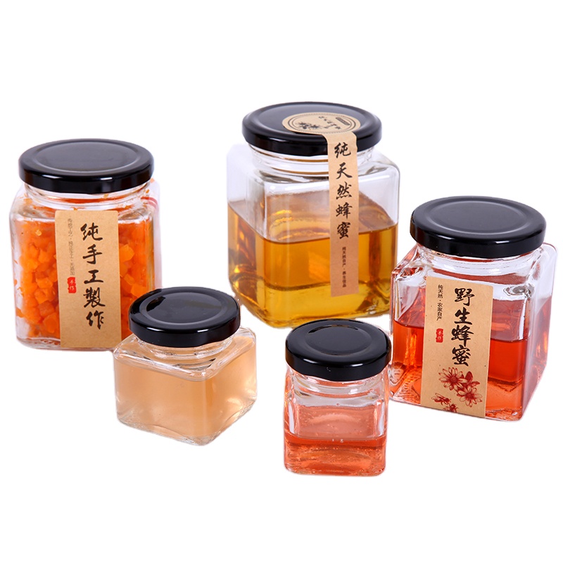 quantity production Square honey jelly pickles sealed storage food jar seasoning jar with lid