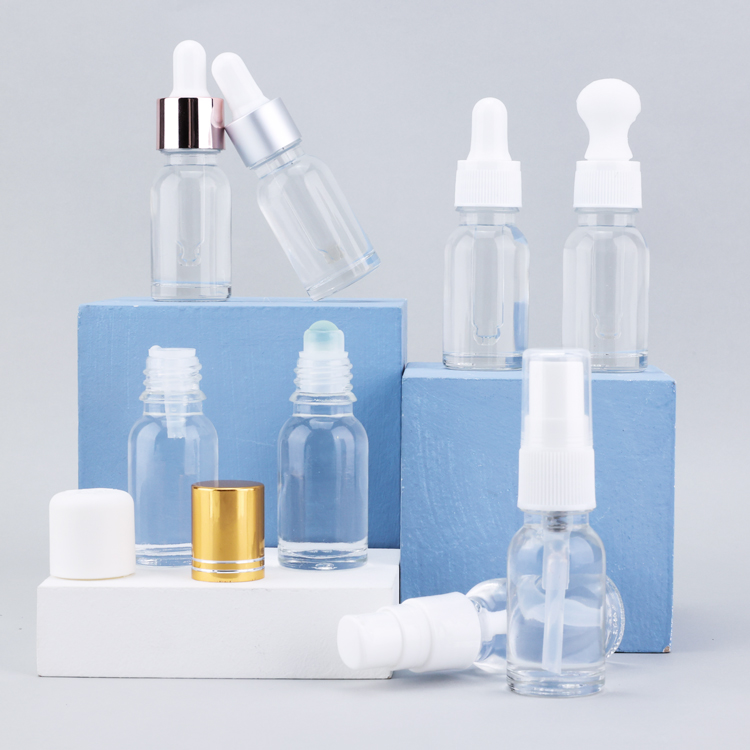 ready to ship 10ml 12ml 15ml factory price in stock clear cosmetic empty glass essential oil dropper bottle