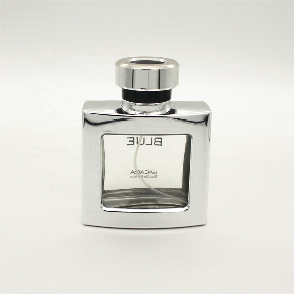 ready to ship bottle for 5000pcs stock 100ml square uv coating perfume spray glass refillable bottle