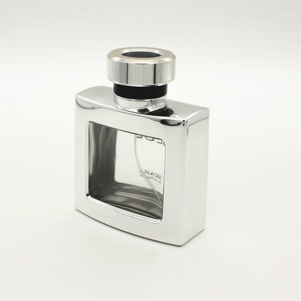 ready to ship bottle for 5000pcs stock 100ml square uv coating perfume spray glass refillable bottle