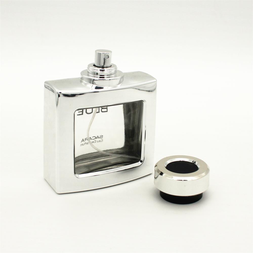 ready to ship bottle for 5000pcs stock 100ml square uv coating perfume spray glass refillable bottle