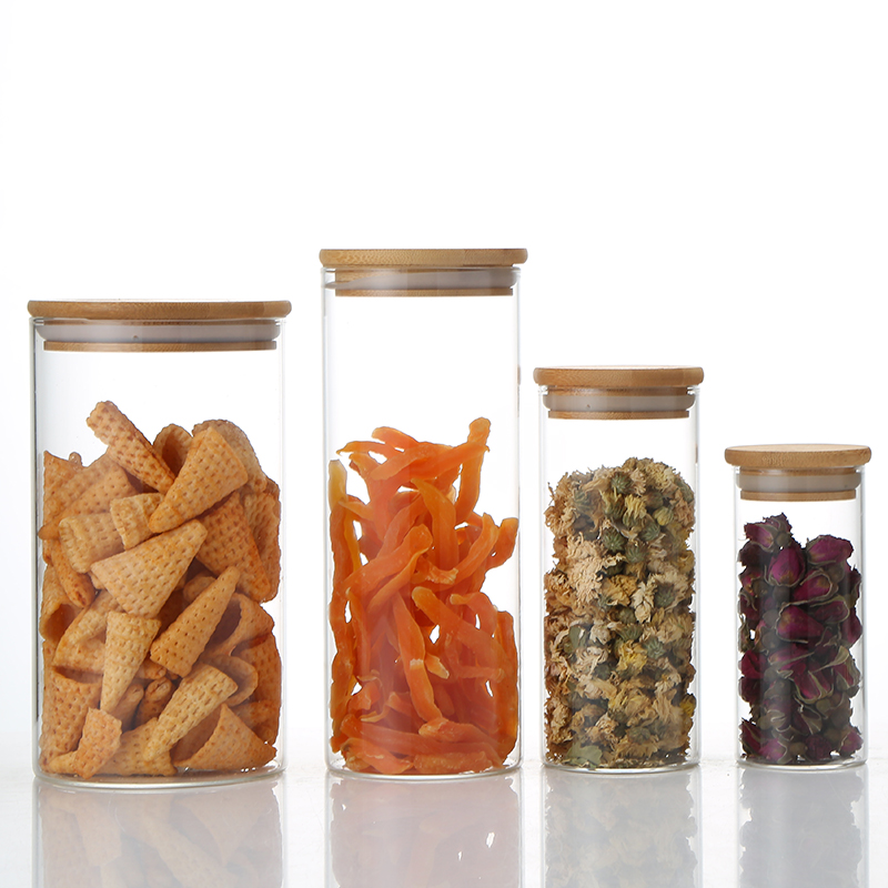 ready to ship heat-resistance high Borosilicate glass container bamboo cover pharmaceutical bottle juice bottle fresh-reserved