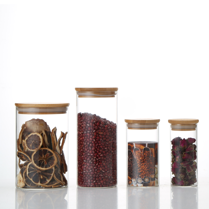 ready to ship heat-resistance high Borosilicate glass container bamboo cover pharmaceutical bottle juice bottle fresh-reserved