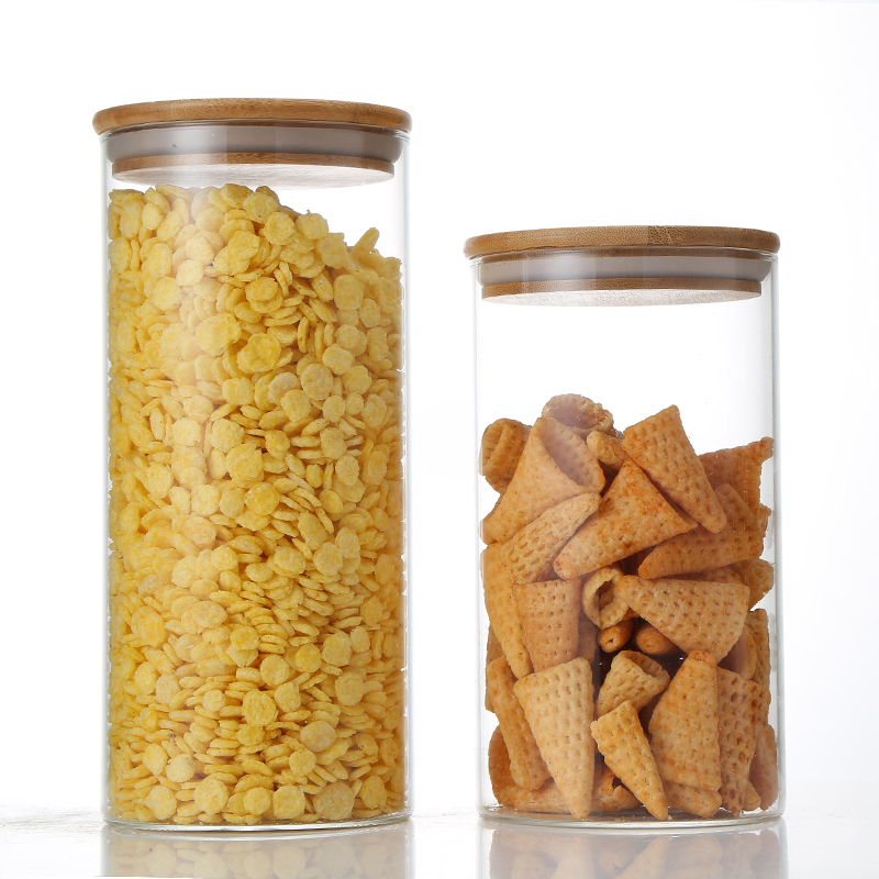 ready to ship heat-resistance high Borosilicate glass container bamboo cover pharmaceutical bottle juice bottle fresh-reserved