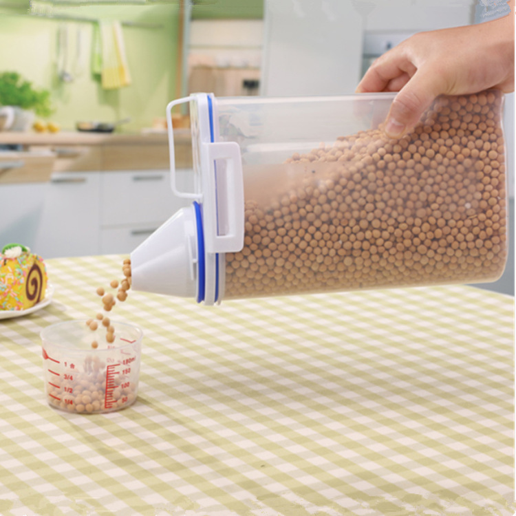 real plastic rice bucket thickened transparent sealed jar with scale and handle kitchen supplies