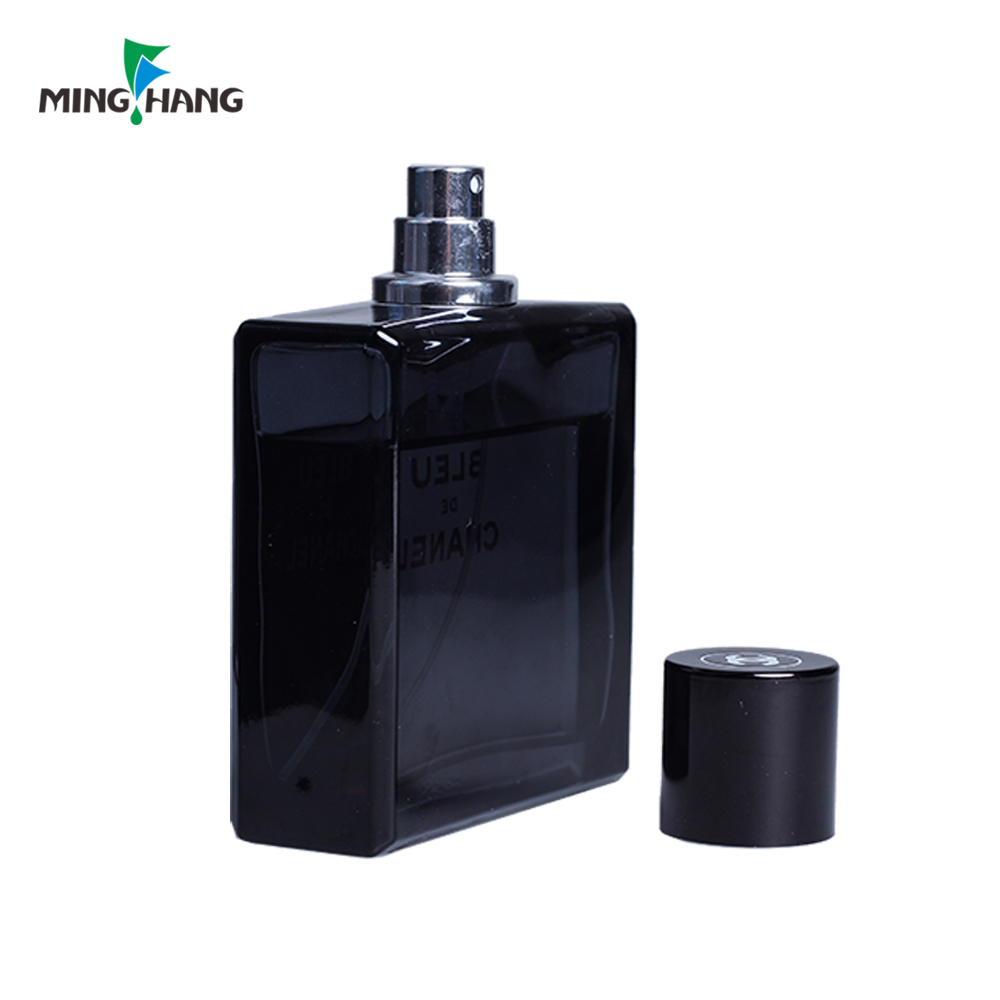 rectangle matte black perfume bottle refillable glass spray bottle for mens fragrance