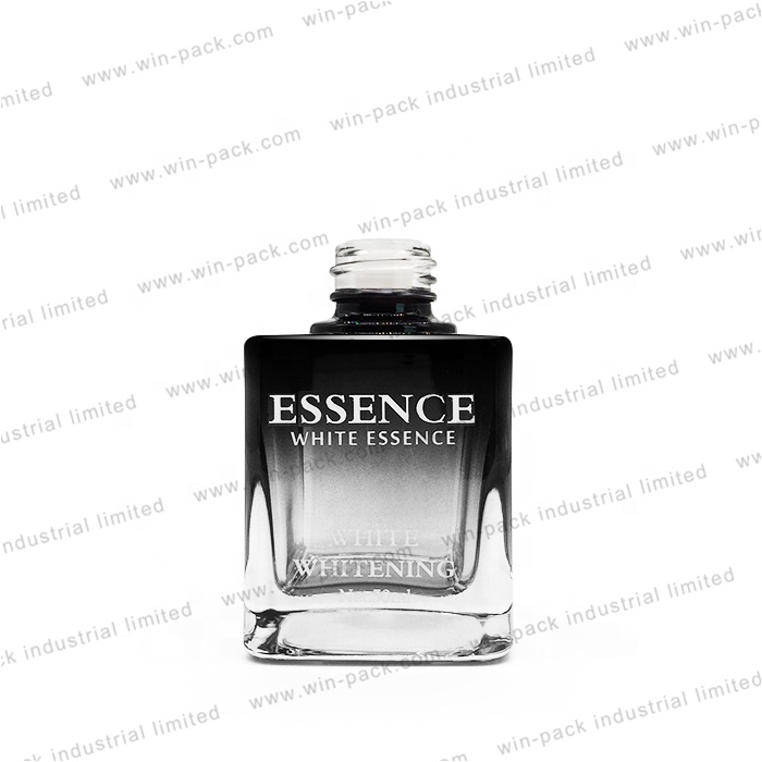 rectangle shape 30ml serum gradient black glass dropper bottle for essential oils with packing box