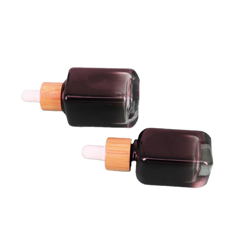 rectangle shape 30ml serum gradient black glass dropper bottle for essential oils with packing box