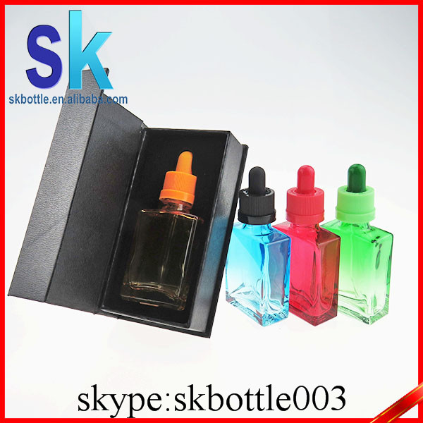 rectangular glass bottles 30ml square glass dropper bottles for e liquid with gift box packing