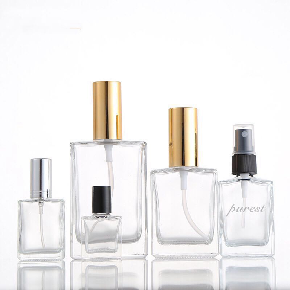 rectangular square 15ml 30ml 50ml 100ml custom perfume essential oil glass bottle
