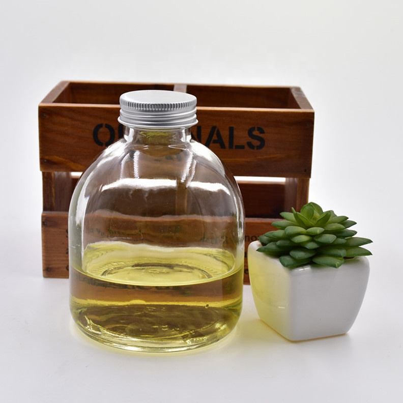 recycled 250ml clear round milk tea glass beverage bottle cold pressed juice drinking wine bottles packing with metal screw lid