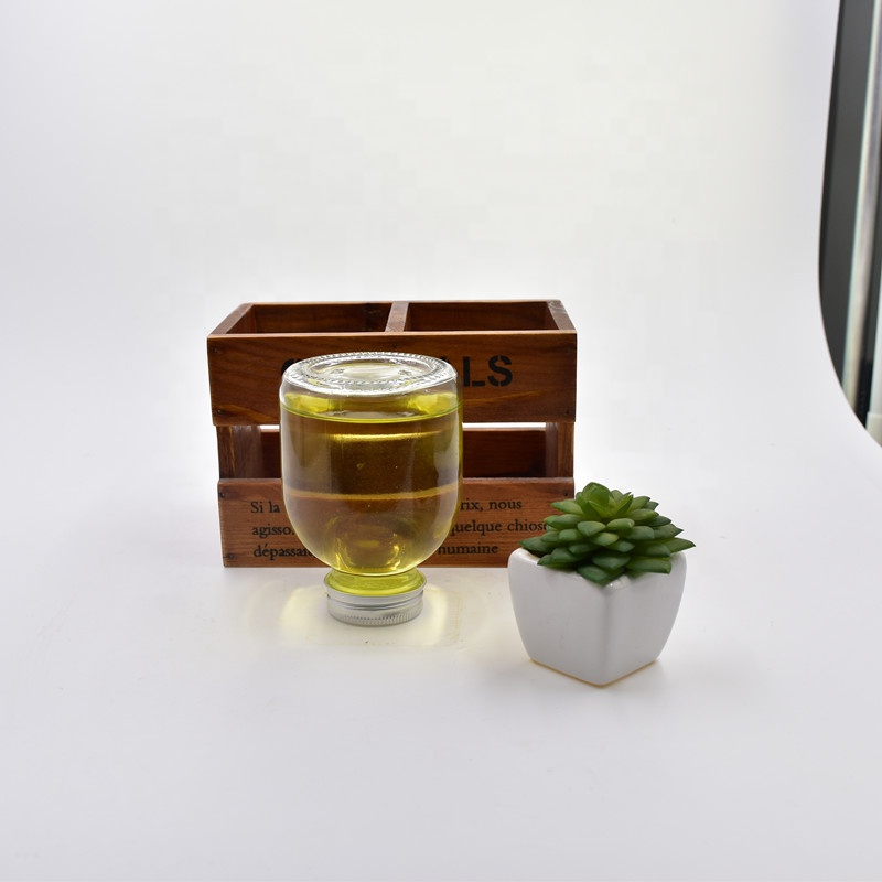 recycled 250ml clear round milk tea glass beverage bottle cold pressed juice drinking wine bottles packing with metal screw lid