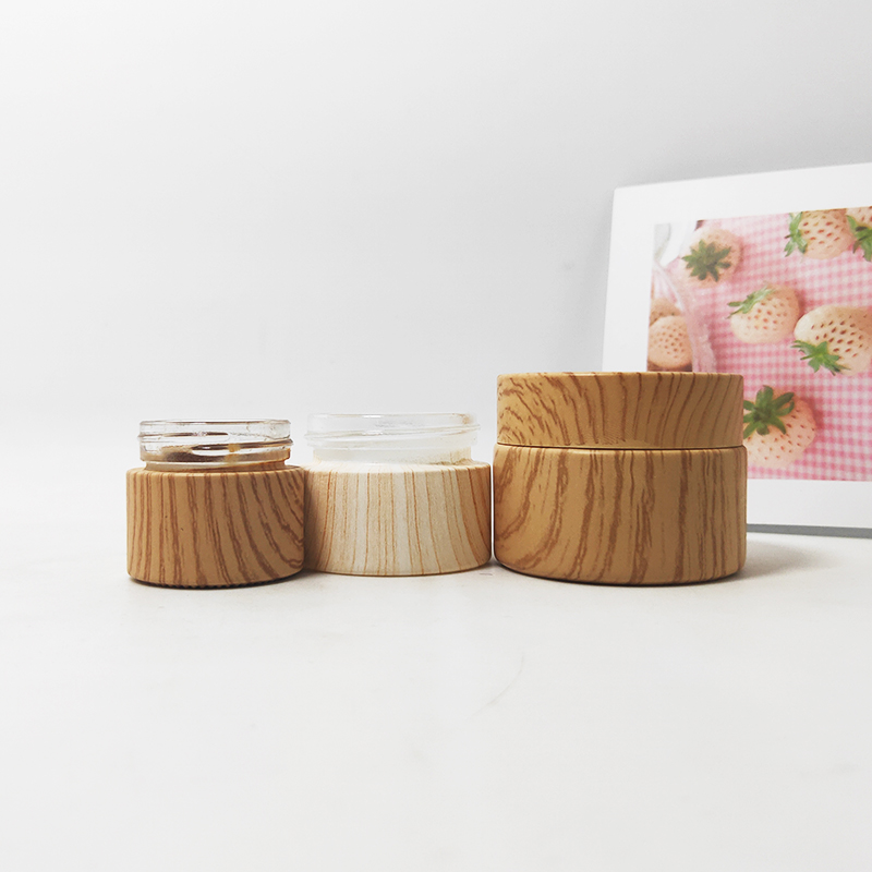 recycled cosmetic glass black jars container 10g 50g 100g with screw on water transfer lid