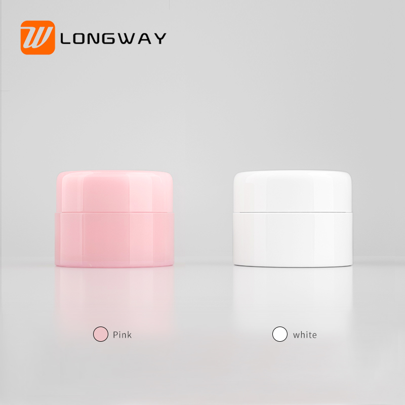 recycled cosmetic pink plastic 10g thick wall mini cream jar with lid for lip balm container packaging