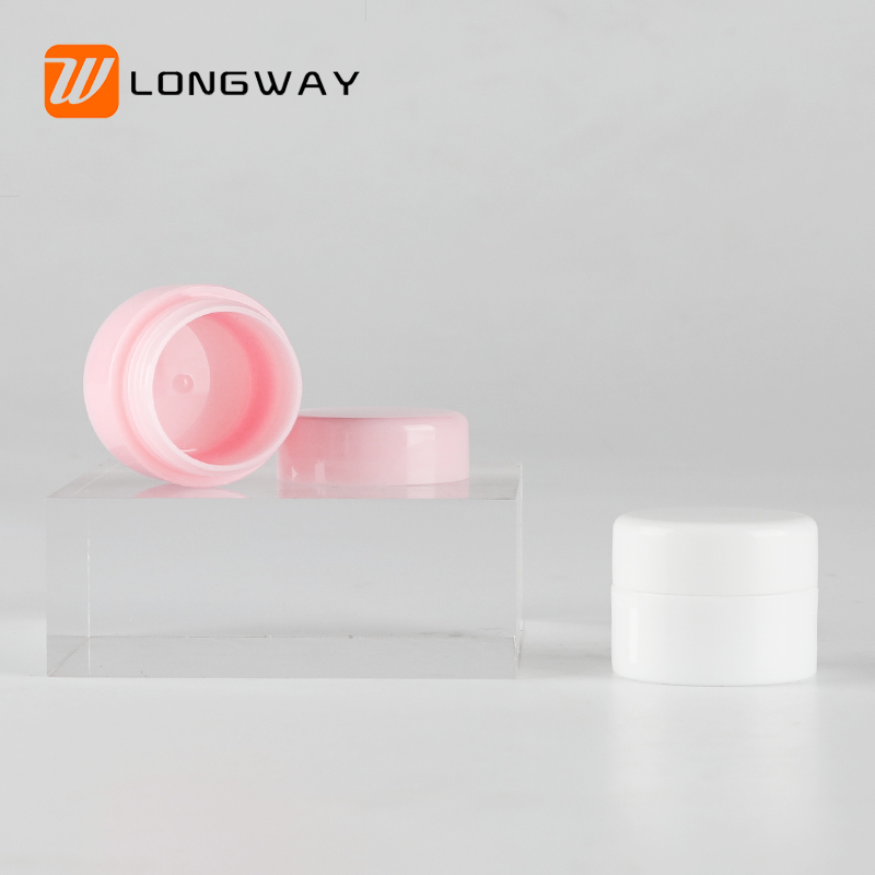 recycled cosmetic pink plastic 10g thick wall mini cream jar with lid for lip balm container packaging
