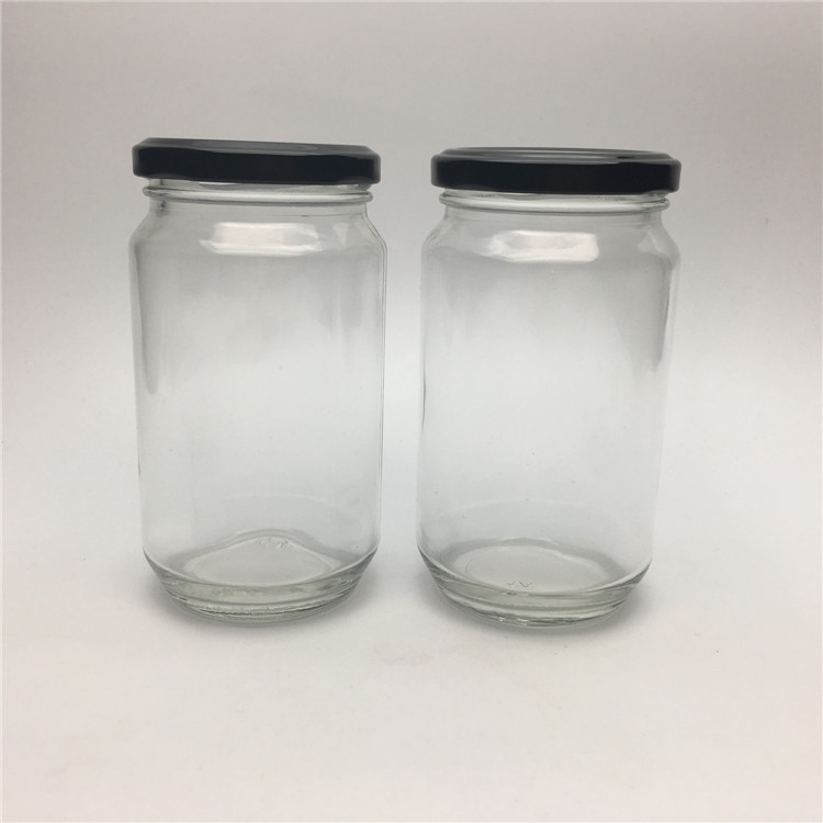 recycled glass jars 350ml 370ml large glass pickle cucumber for coconut oil with screw lid