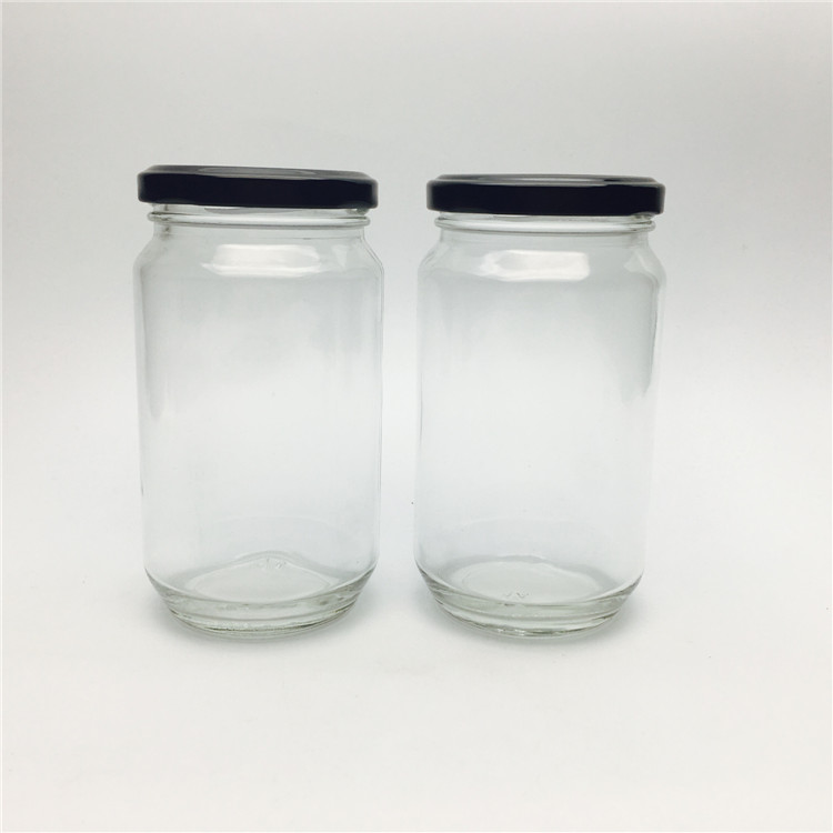 recycled glass jars 350ml 370ml large glass pickle cucumber for coconut oil with screw lid