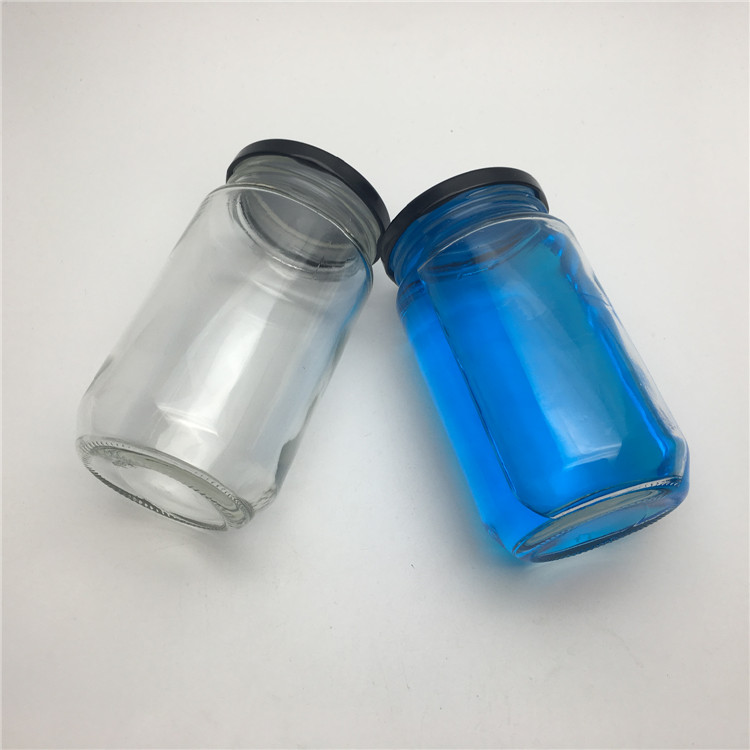 recycled glass jars 350ml 370ml large glass pickle cucumber for coconut oil with screw lid