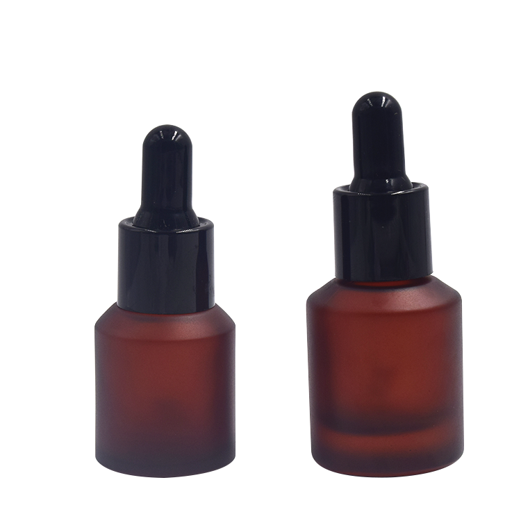 red eco friendly15ml 30ml slant shoulder oliver matte color black rubber head skin car glass dropper bottle with aluminum collar
