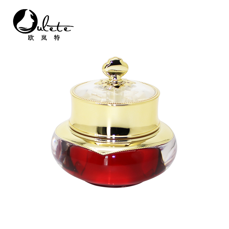 red plastic cosmetics containers and packaging acrylic crown shape cream jar