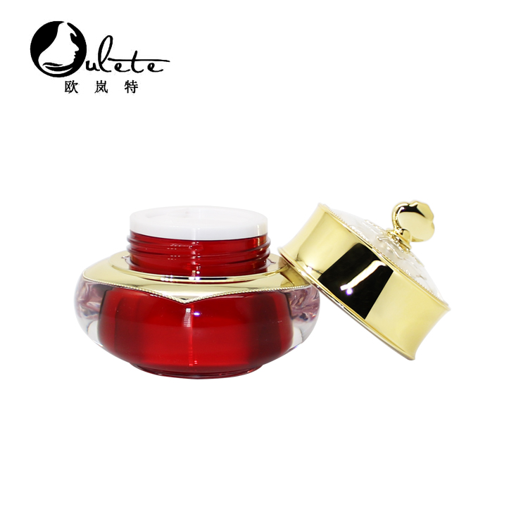 red plastic cosmetics containers and packaging acrylic crown shape cream jar