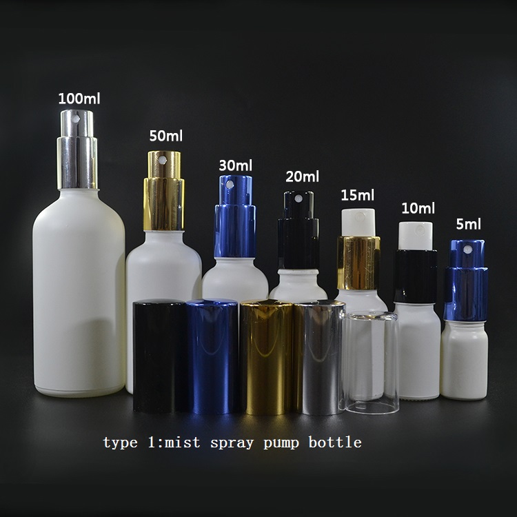 refillable 15ml 30ml 1oz 2oz 50ml 60ml matte black glass fine mist spray bottle with spray pump cap for hair spray