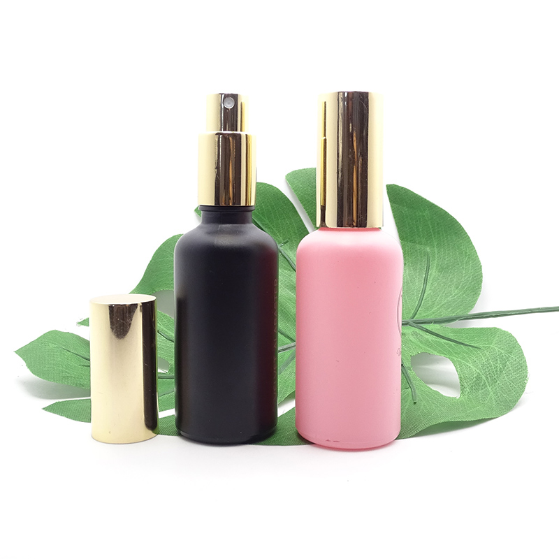 refillable 15ml 30ml 1oz 2oz 50ml 60ml matte black glass fine mist spray bottle with spray pump cap for hair spray