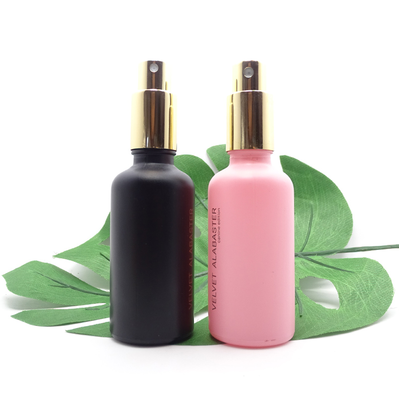 refillable 15ml 30ml 1oz 2oz 50ml 60ml matte black glass fine mist spray bottle with spray pump cap for hair spray