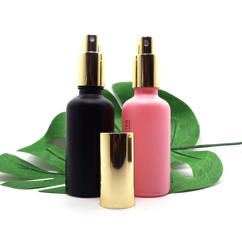 refillable 15ml 30ml 1oz 2oz 50ml 60ml matte black glass fine mist spray bottle with spray pump cap for hair spray
