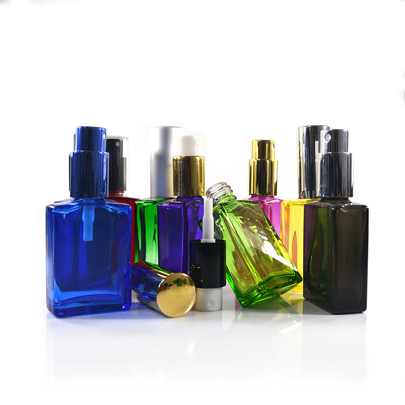 refillable 30ml 50ml 100ml clear black matte white rectangle glass spray perfume bottle