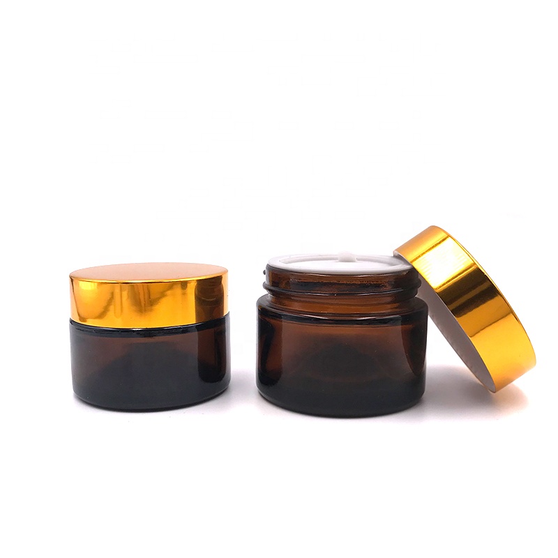 refillable 5g 10g 15g 20g 30g 50g 100g amber round glass jar with hand gasket