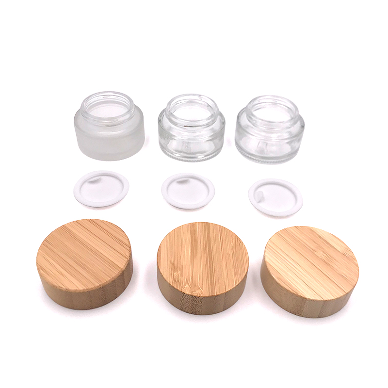 refillable 5g 15g 30g 50g 100g thick bottom transparent frosted glass cream jar with hand gasket