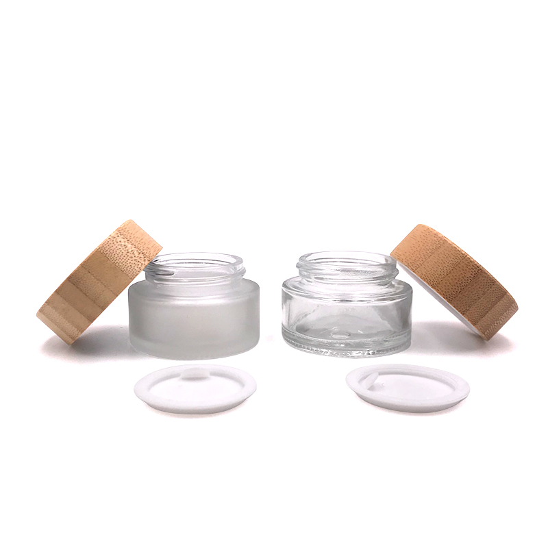 refillable 5g 15g 30g 50g 100g thick bottom transparent frosted glass cream jar with hand gasket