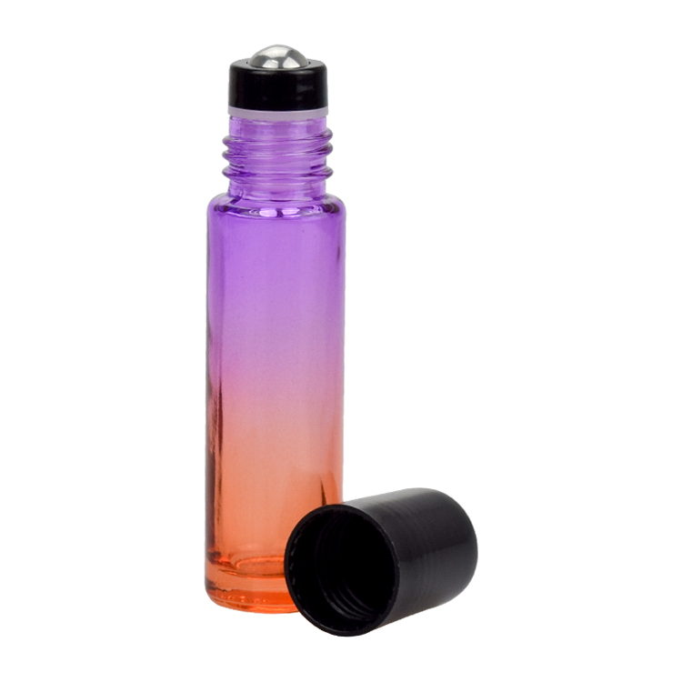 refillable empty gradient color glass bottle 4ml 6ml 8ml 10ml 15ml 20ml essential massage serum oil bottle with roller ball