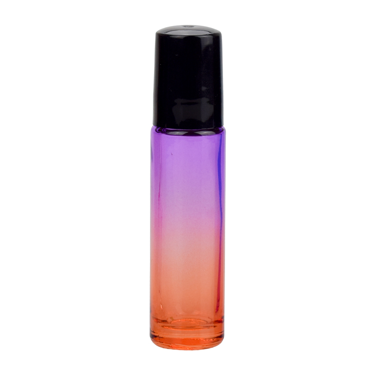 refillable empty gradient color glass bottle 4ml 6ml 8ml 10ml 15ml 20ml essential massage serum oil bottle with roller ball