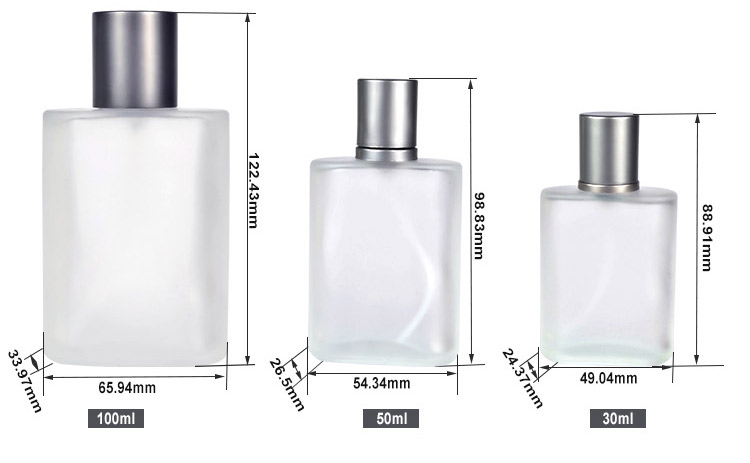 refillable flat square frosted fog clear pump spray glass perfume bottle 100ml