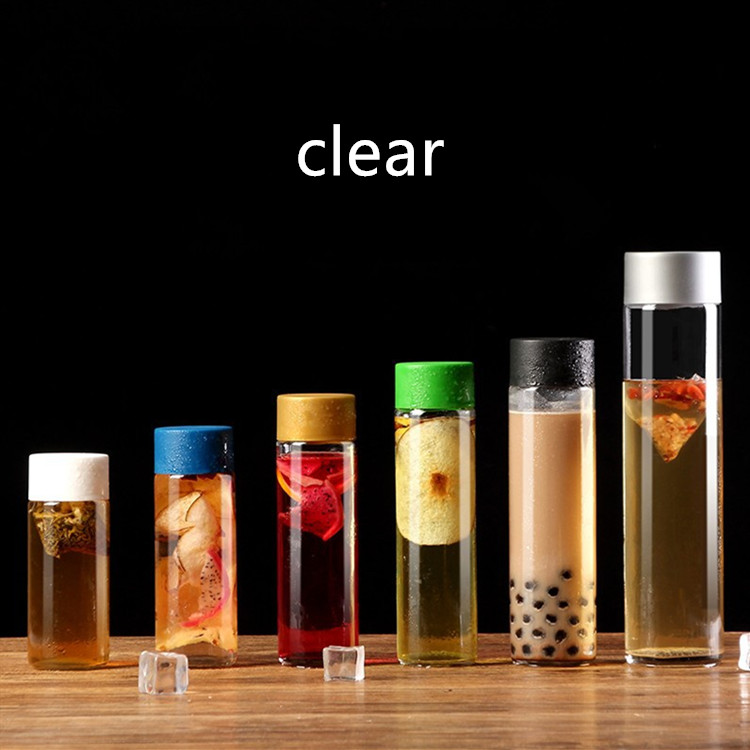 reusable 250ml-800ml empty glass drinking bottle water bottle with cap