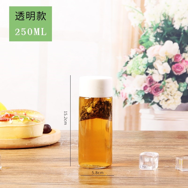 reusable 250ml-800ml empty glass drinking bottle water bottle with cap
