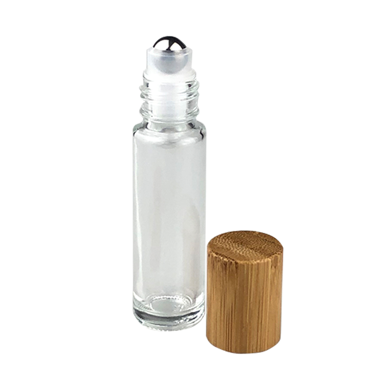 roll on bottle with bamboo lid 3ml 5ml 8ml 10ml bamboo wooden lid roller bottle